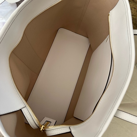 New💝 tory burch geo logo tote gray gro with stripe - Picture 9 of 13